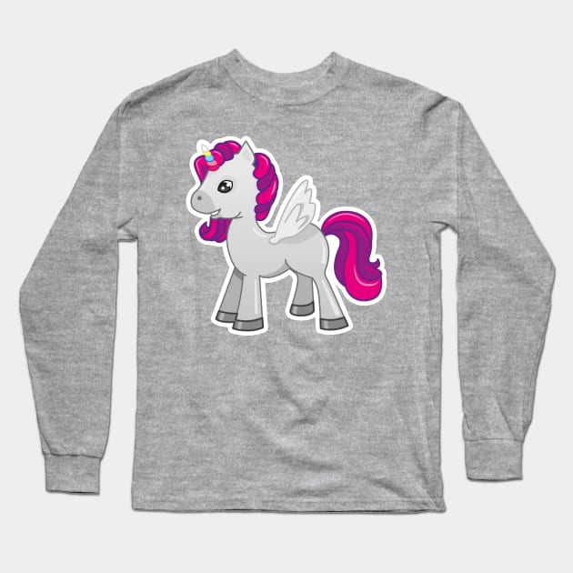 vector ilustration pink and purple unicorn Long Sleeve T-Shirt by Bubsart78